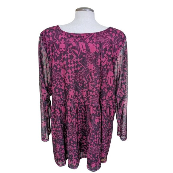 Torrid 4 Disney Villains Queen of Hearts Top 4X Long Sleeve Cinch Front Mesh - Picture 8 of 9